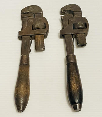 Stillson Pair of Used Vintage Hudson Forge/Moore Drop Forging 10'' Pipe Wrenches.