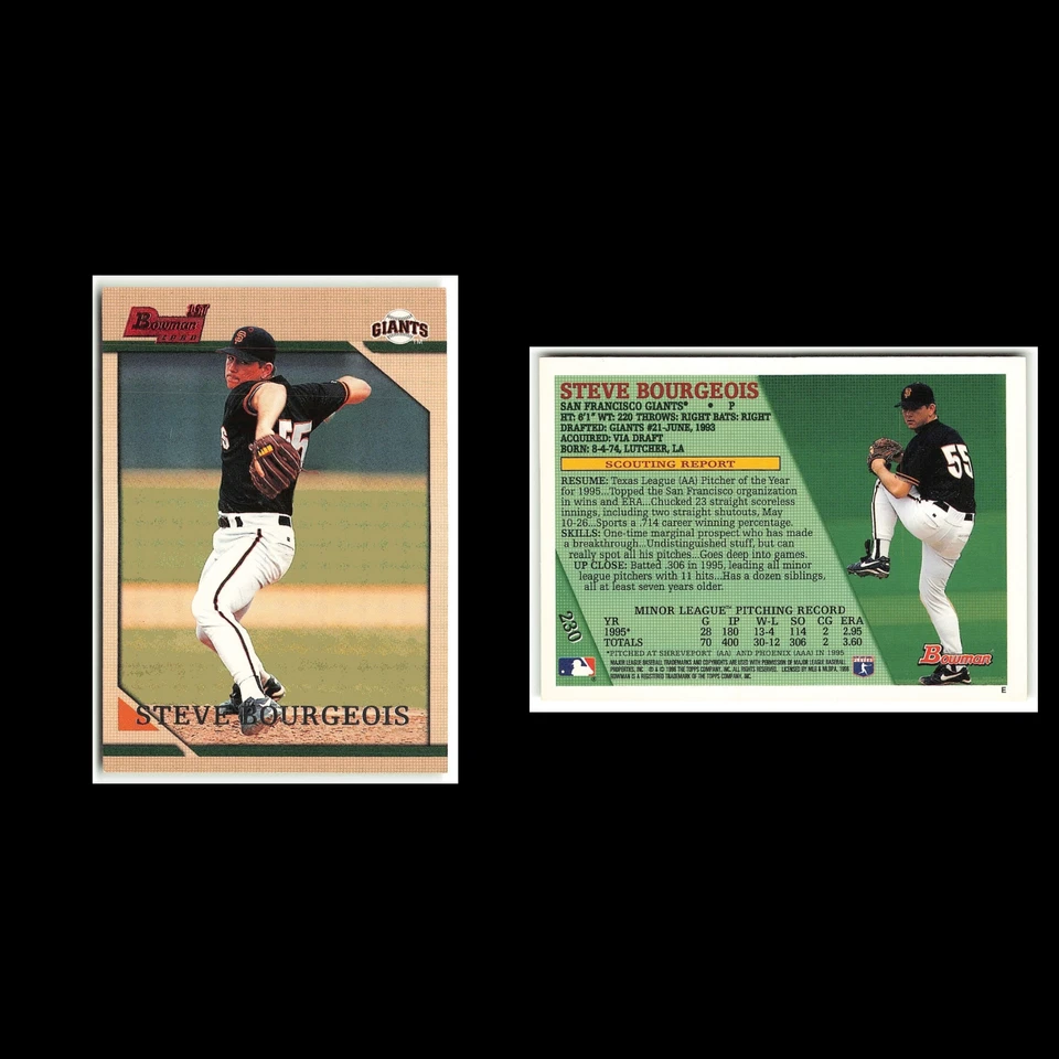 Steve Bourgeois Rookie #230 1996 Bowman San Francisco Giants Baseball Card MLB - Image 3 of 3