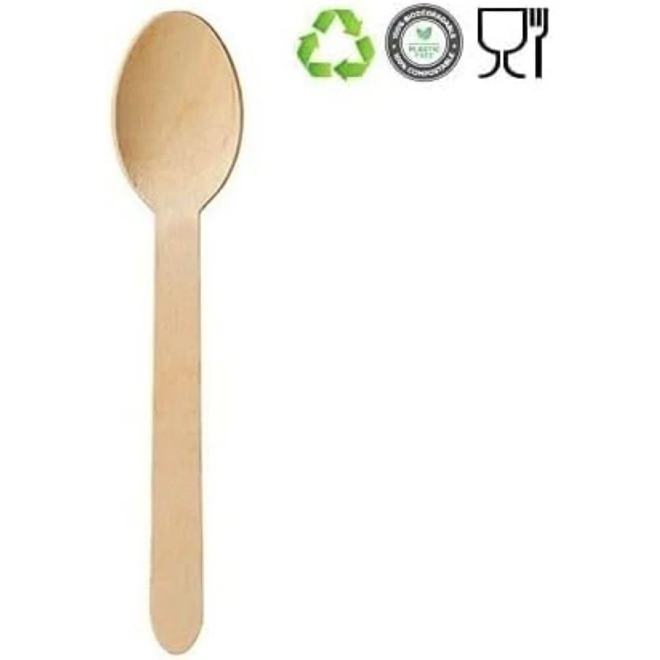 100 Cucchiai in legno di betulla - monouso - biodeagradabili - 16 cm 1E50 - Immagine 3 di 3