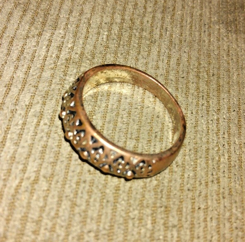 VINTAGE COPPER? OPENWORK OVER SOLID RING BAND 60s… - image 5