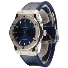 Hublot Classic Fusion Titanium Automatic 42mm Blue Leather Watch 542.NX.7170.LR 5