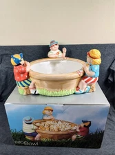 Vintage Lotus Ceramic Family Picnic Serving Bowl Chip Dish NEW NIOB