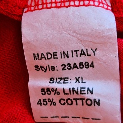 Francesca Bettini Italy Linen Cotton Red Midi Dress XL Pockets Smocked Back  | eBay