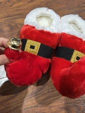 1 SANTA SLIPPER W/ BELL PLUSH SLIPPERS 100 POLYESTER M 7-8 RED