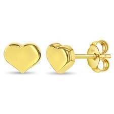 TIny Puffed Heart Kids/Children's/Girls Earrings - 14k Gold