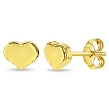TIny Puffed Heart Kids/Children's/Girls Earrings - 14k Gold