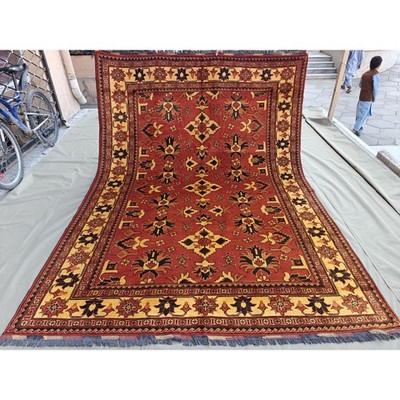 7x10 Ft Antique Orange  Kargaye Design Rug.Afghan Hand-Made Orage Rug(6.11x9.6)