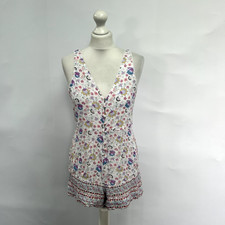 Urban Outfitters Freckle  Daisy Floral Print Playsuit. White/Pink/Purple. Small