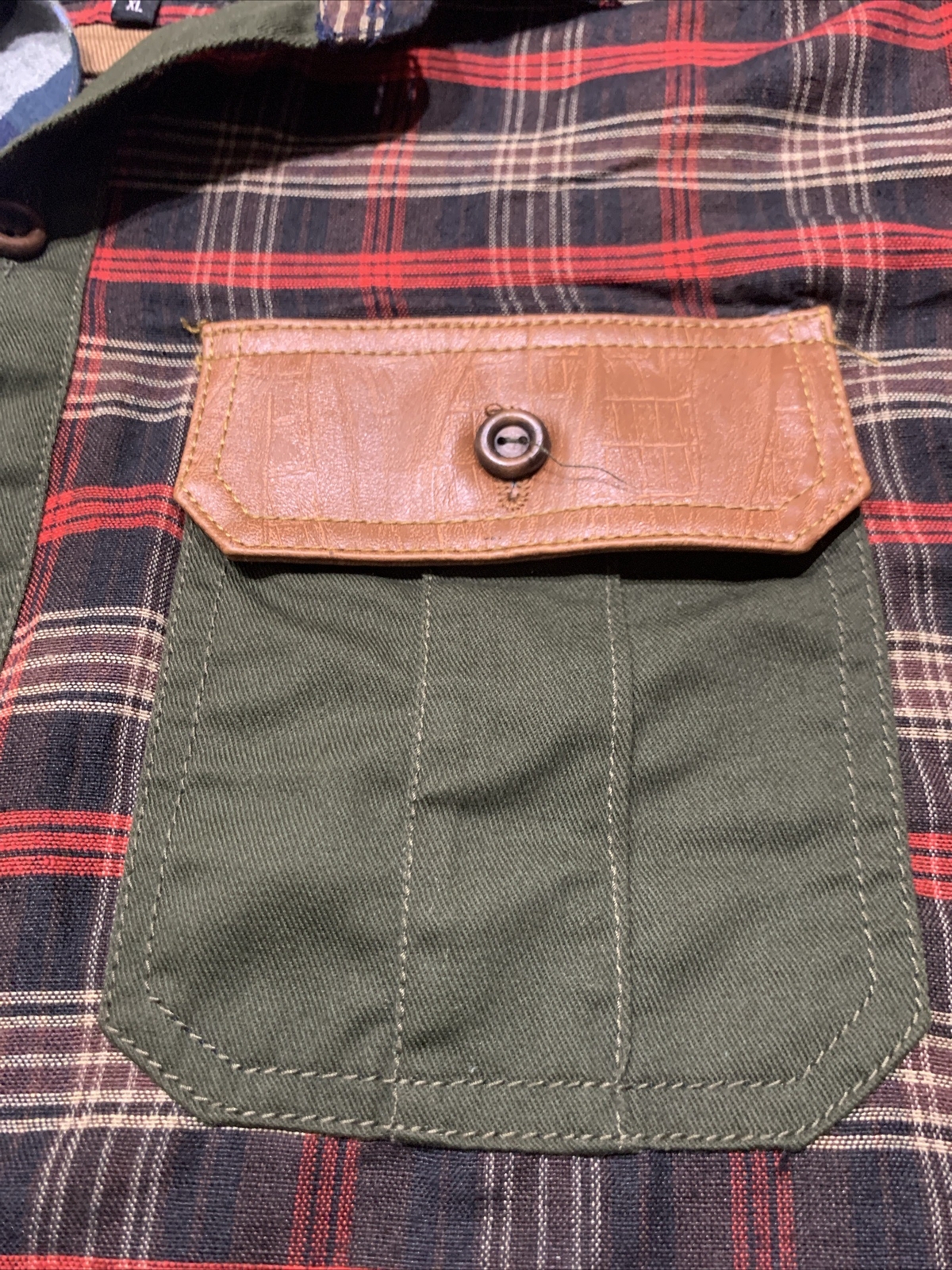 Men’s Preme Plaid Patch Button Down Long Sleeve S… - image 7