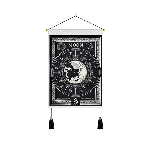 Bohemian Tapestry Tassel Moon Mountain Linen Cotton Home Door Wall Hanging Draw - Picture 20 of 37