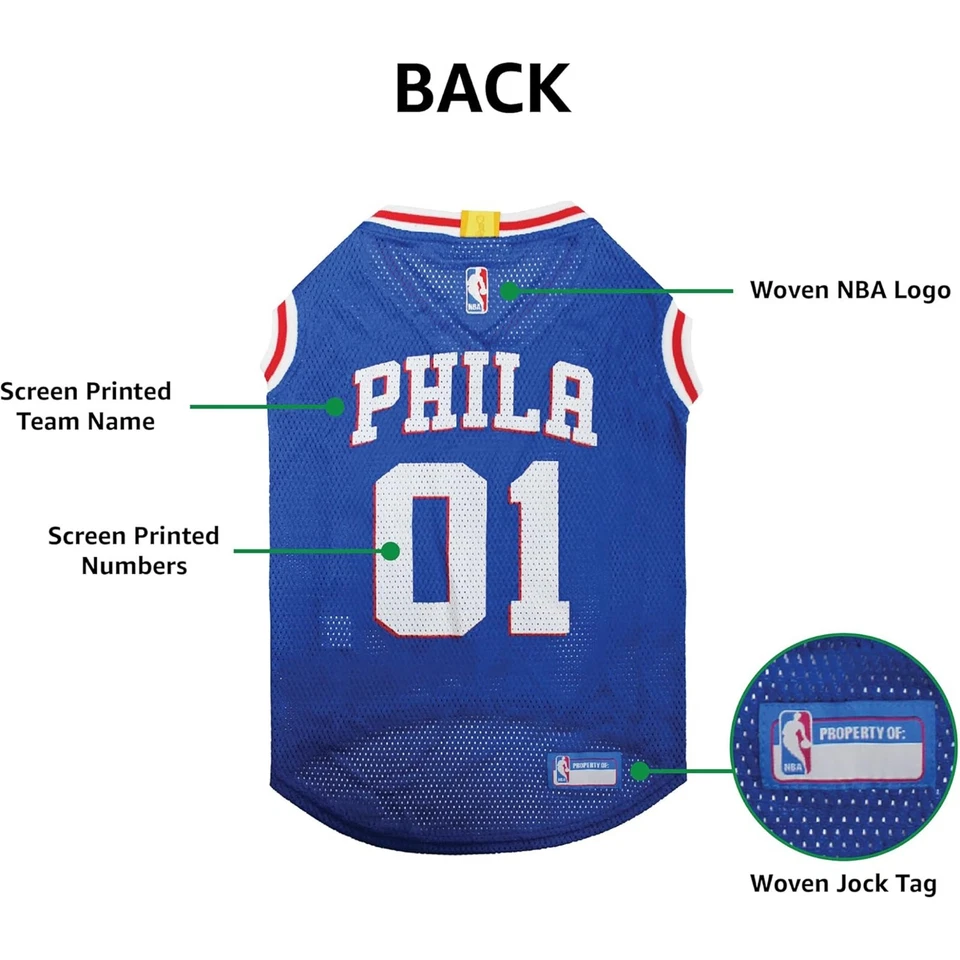 Pets First NBA 球队网眼球衣狗和猫运动舒适狗球衣 — 第 2/4 张图片