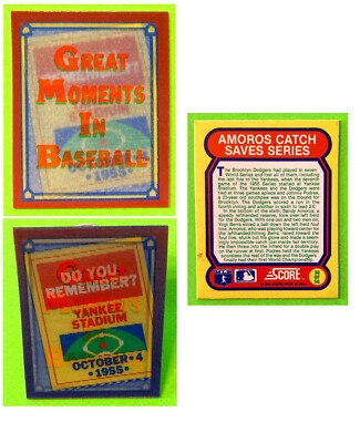 1988 SCORE #36 OF 56 MINI MOTION TRIVIA CARD: AMOROS CATCH SAVES 1955 SERIES, NM