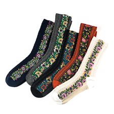 5 Pairs Female Cotton Socks Printing Socks Cotton Sports Socks Women Crew Socks