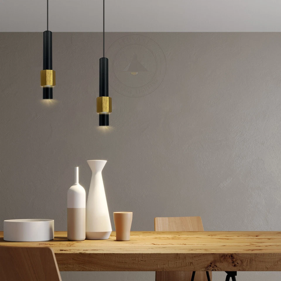Pendant Light Fixture Modern LED Hanging Ceiling Lamp Black Cylinder Long Tube Hanging Lamp Ceiling Downlight For Kitchen Island Dining Living Room Counter Shop Decor Suspension Lamps Present