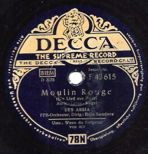 Lys Assia mit dem Orchester Bela Sanders : Moulin Rouge (Ein Lied aus Paris ) - Photo 1/2