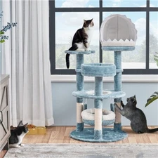 Cat Tree Ocean-themed w/Shark's Mouth-shaped Condo Starfish-shaped Perch 45.5in
