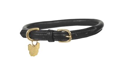 Shires (6885BLKM) DIGBY & FOX ROLLED LEATHER DOG COLLAR
