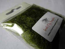 Irish Fly Supplies Blue UV Flash Melvin olive Glass Dubbing Faux seals fur.