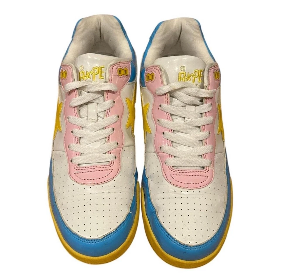 RARE Vintage BAPE STA Sneakers Pink Blue Yellow Size 10 – OG Colorway - Image 2 of 4