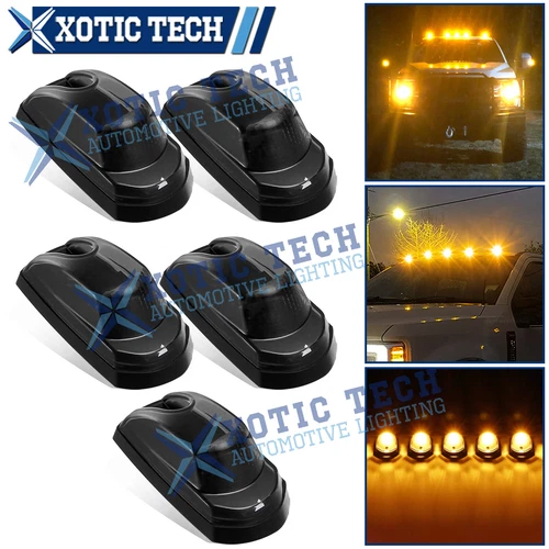5x Smoked Lens Amber LED Cab Roof Clearance Lights For Ford F250 F350 SD 2017-24