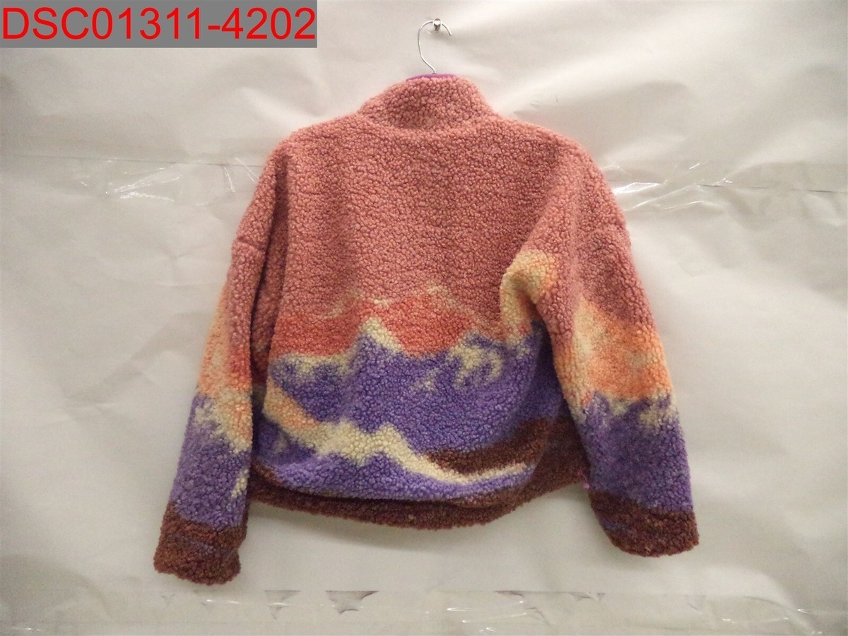 Wild Fable Adults Pink Landscape Faux Fur Full Zip Sherpa Jacket