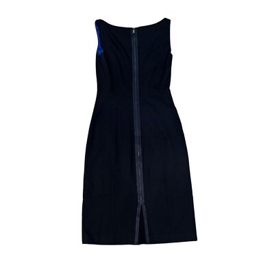Navy Elie Tahari Navy Blue Sheath Lined Dress Fitted Zip Back Size 2