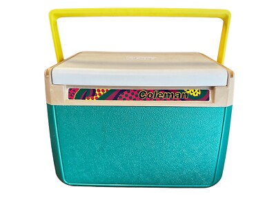 Vintage 90's Coleman Personal Cooler 5210 Yellow Handle Slide