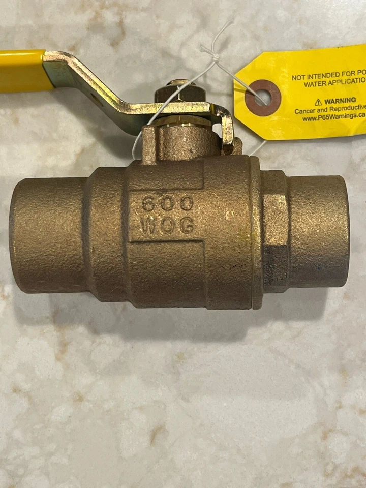 1-1/4" Solder, Std. Port Bronze Ball Valve, 600 WOG, 150 WSP, MADE IN USA - Image 4 of 4
