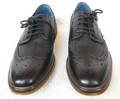 Zanzara Roman Leather Wingtip Oxford Black Dress Shoes  display picture 1