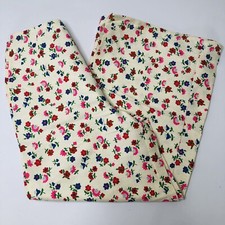 VTG 60  s Womens Pants Culottes Cream w/ Vibrant Flower Power Print