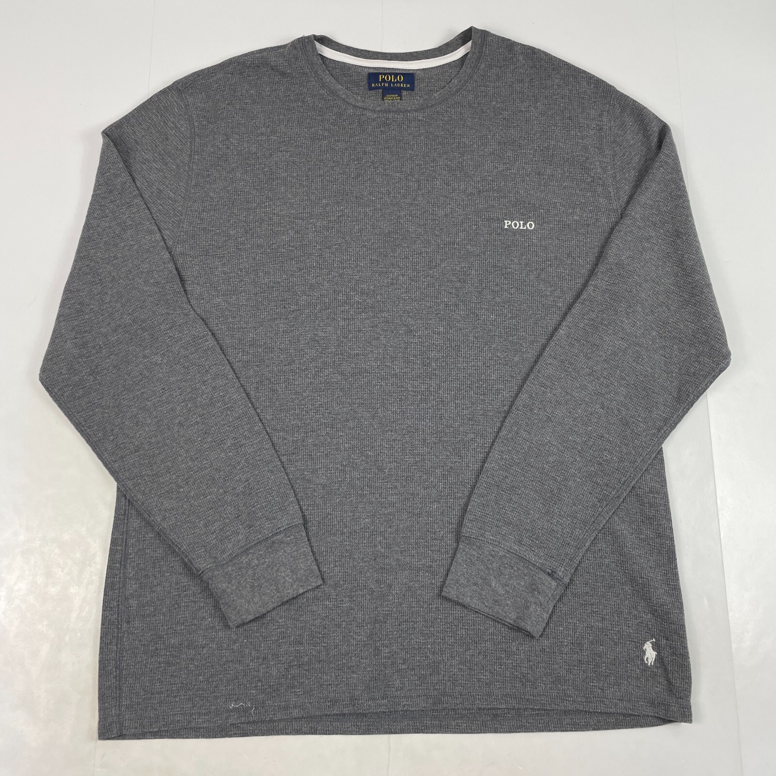 Polo Ralph Lauren camicia uomo extra large grigia termica manica lunga baselayer pony
