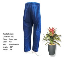 Naz Collection, Girls Button Pant, Cotton Lawn, Blue, Small to Medium