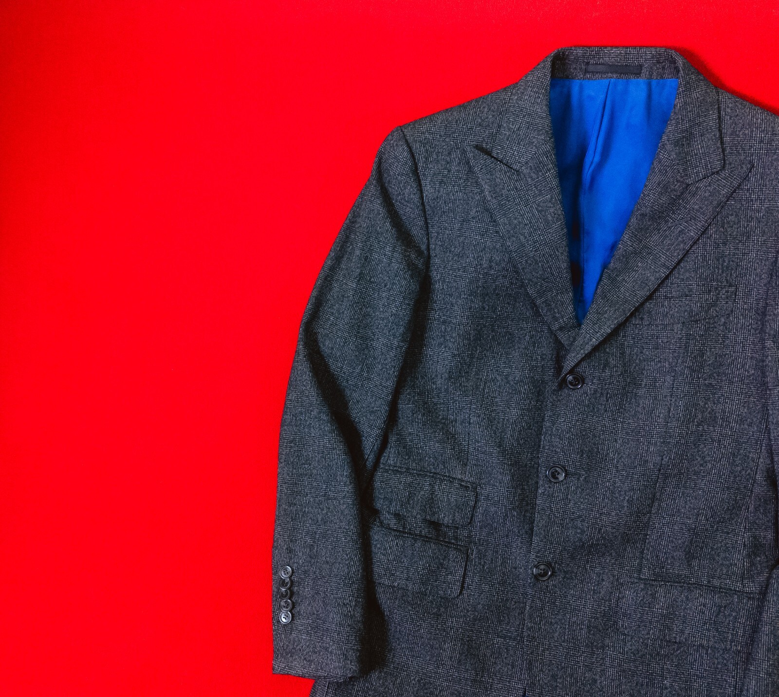 SUITSUPPLY Men Gray 100% Wool Check Jacket Size 48 / 38 Peak Lapel Button Blazer