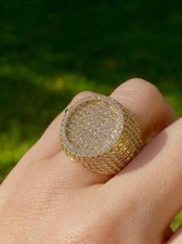 1.50Ct Round Cut Tester Pass Moissanite 14K Yellow Gold Plated Mens Wedding Ring