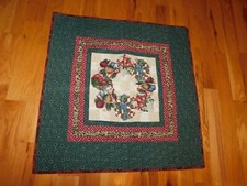 Christmas Wreath Handmade Small Quilt Hand Pieced 28 x 29"