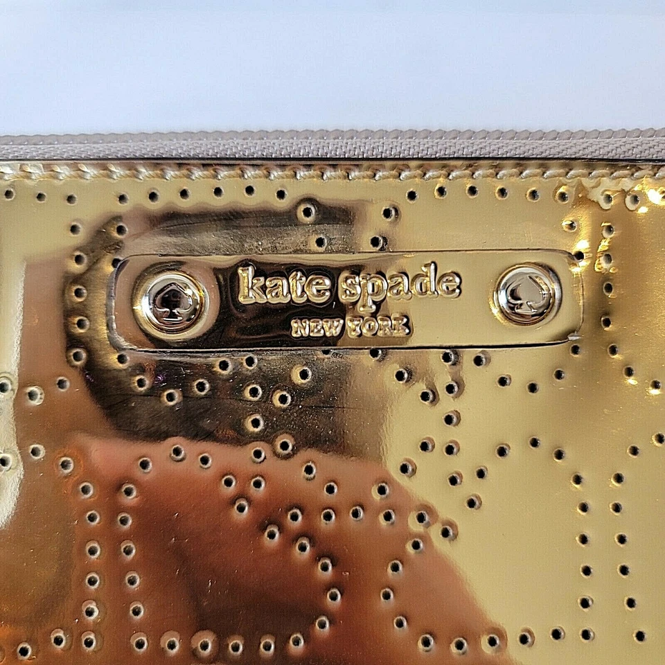 "Bolso de cosméticos KATE SPADE Metro Spade dorado grande para mujer 9,5""x7""" Foto 3 de 4