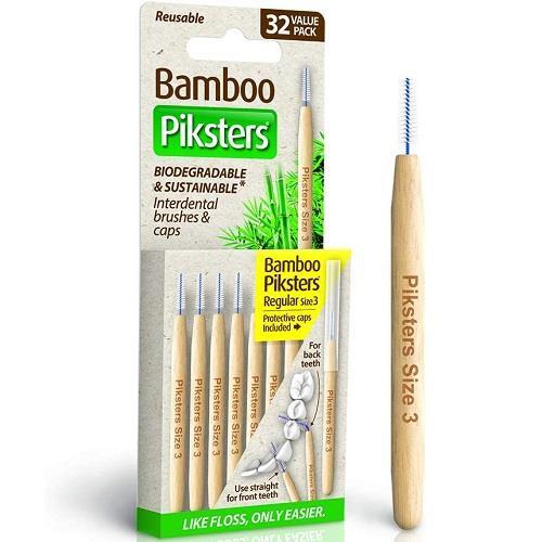 Piksters Bamboo Interdental Brush Size 3 Yellow 32 Brushes Per Pack