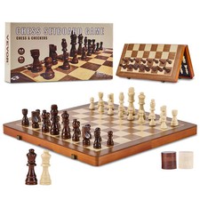 VEVOR Set di Scacchi Magnetici in Legno 380 mm Giochi da Scacchiera Pieghevoli