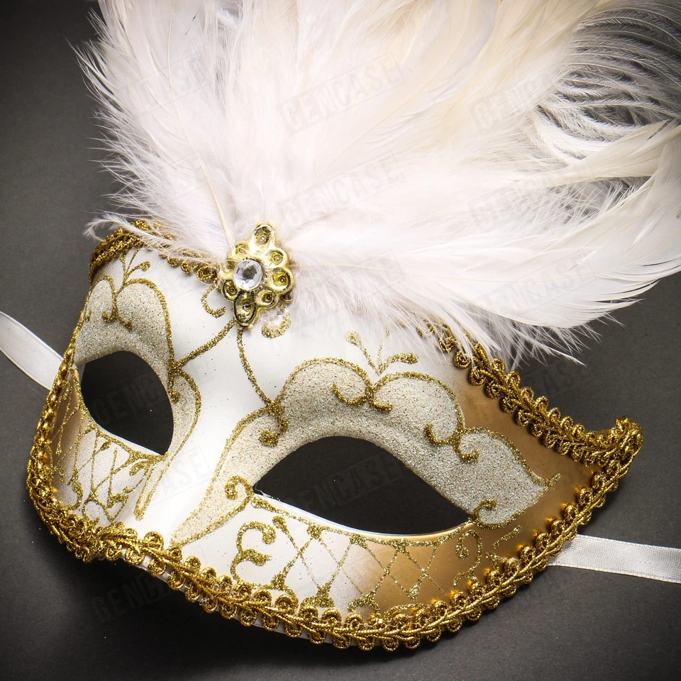 Women's Feather Masquerade Mask Venetian Eye Mask for Party Dance Ball Prom - Image 2 of 4