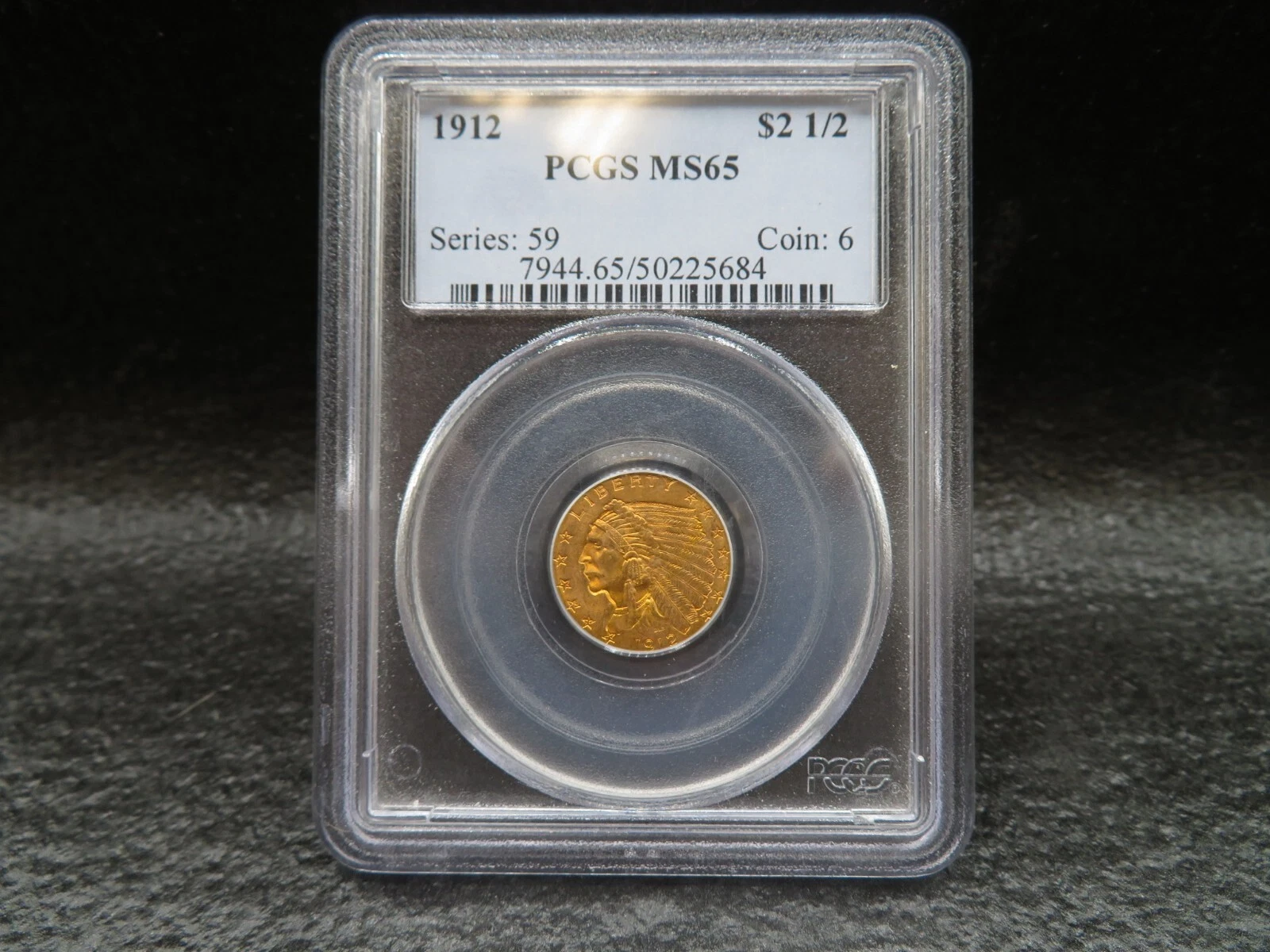 1912 $2.50 Indian Gold Qtr Eagle.  PCGS-MS65-High ly Prized Grade