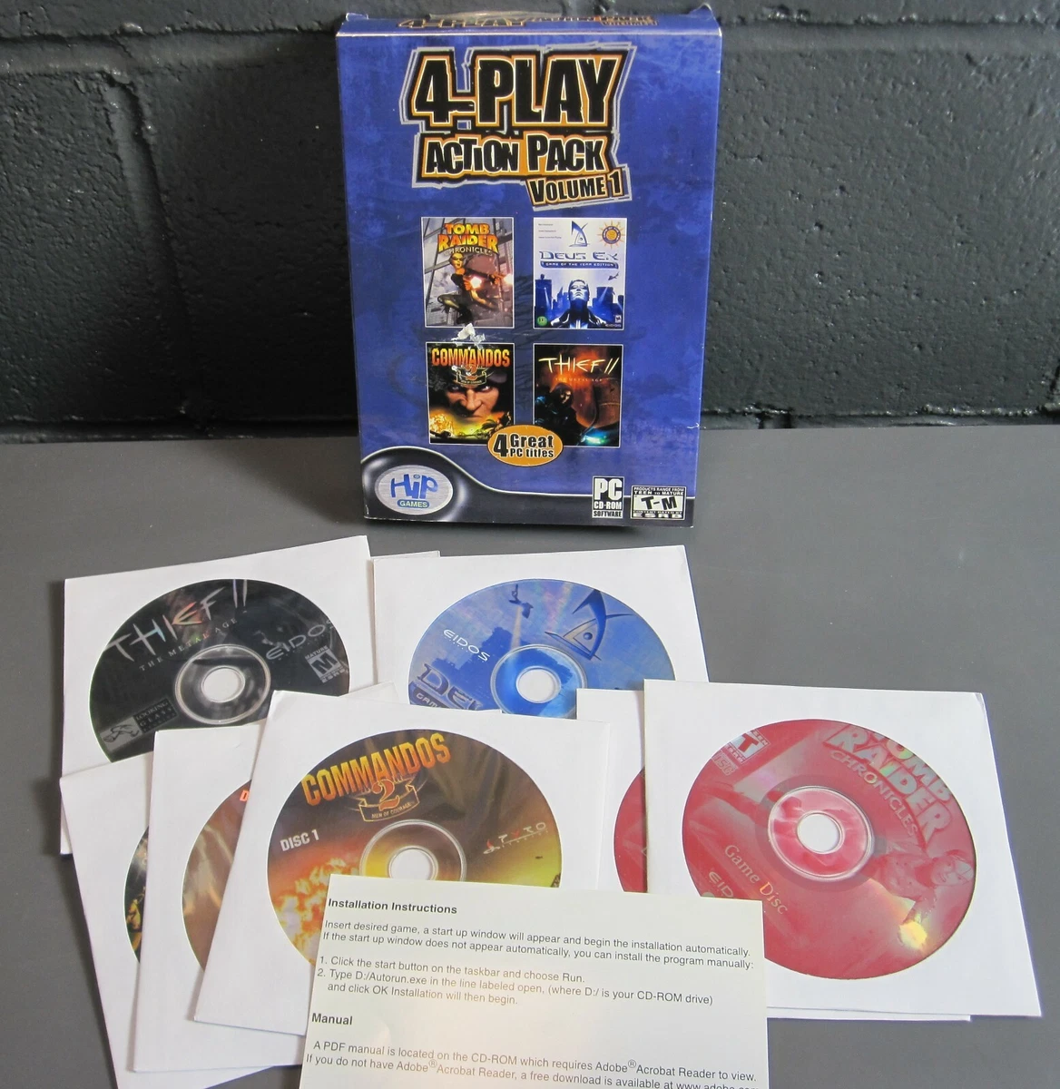 4 Play Action Pack PC Games TOMB RAIDER CHRONICLES/DEUS EX/THIEF.