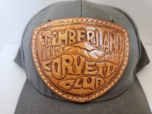 TIMBERLAND CORVETTE CLUB Leather Embossed Gray Hat Cap Roseburg Oregon Pre-owned - Picture 4 of 12