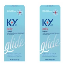 2 Pack KY Jelly Classic Personal Water Based Lubricant, 4 oz.