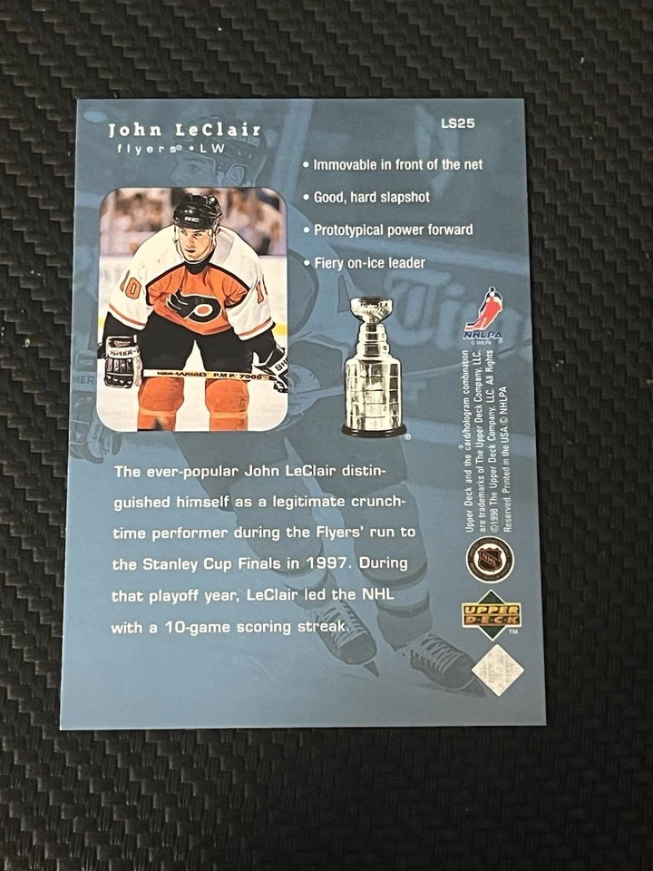 1998-99 Upper Deck Lord Stanley's Heroes John LeClair #LS25 - Image 2 of 2