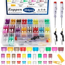 304 PCS Car Fuses Assortment Kit with Puller Tester Standard Mini Fuses