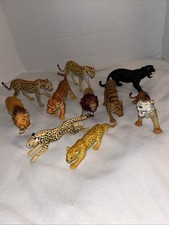 Realistic Wild Big Cat Figures Lion Tiger Cheetah Panther Lot Of 10 5 -7