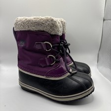 Sorel Yoot Pac Leather Snow Boots Girls Size 12 Purple Insulated Waterproof Box
