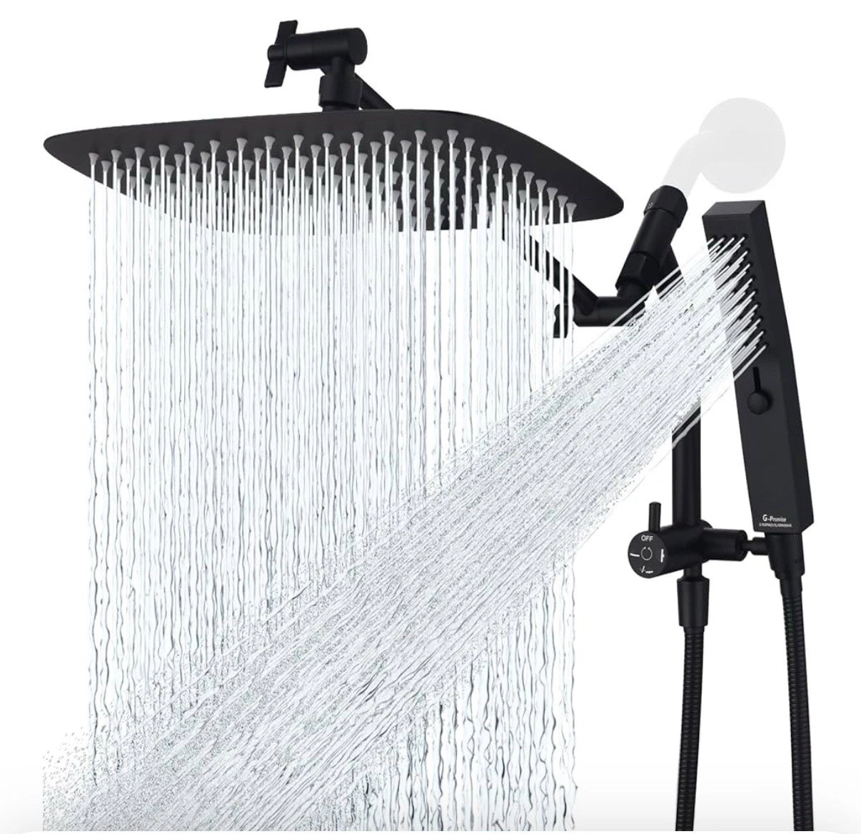 All Metal 12 Inch Shower Head with Massage Mode Handheld, Rain Shower Head with