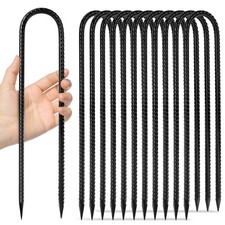 12 inches 12-Pack Trampoline Stakes Anchors High Wind Stake Heavy Duty U Hook...