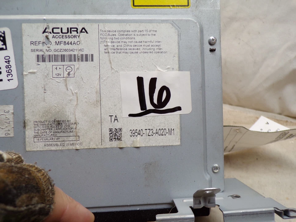 15 16 17 18 Acura TLX радио CD GPS навигации и кода 39540-TZ3-A020 B16 - Изображение 2 из 3